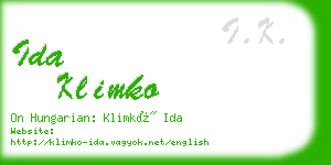 ida klimko business card
